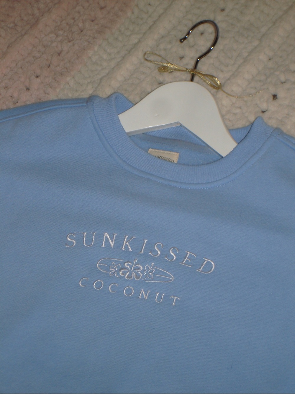 Sunkissed Coconut Women's Light Blue Crew Neck Sweater